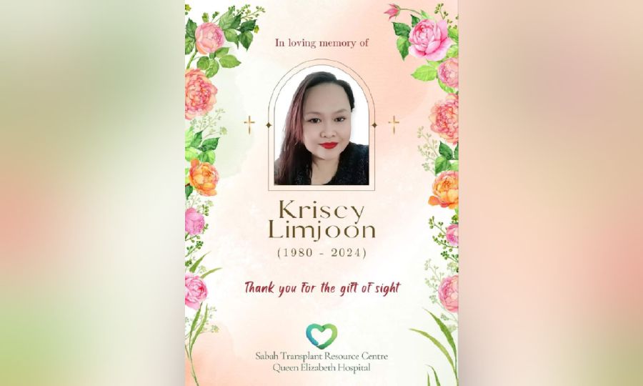 Former journalist and teacher Kriscy Limjoon is the first organ donor in Sabah for this year. - Pic courtesy of JKNS