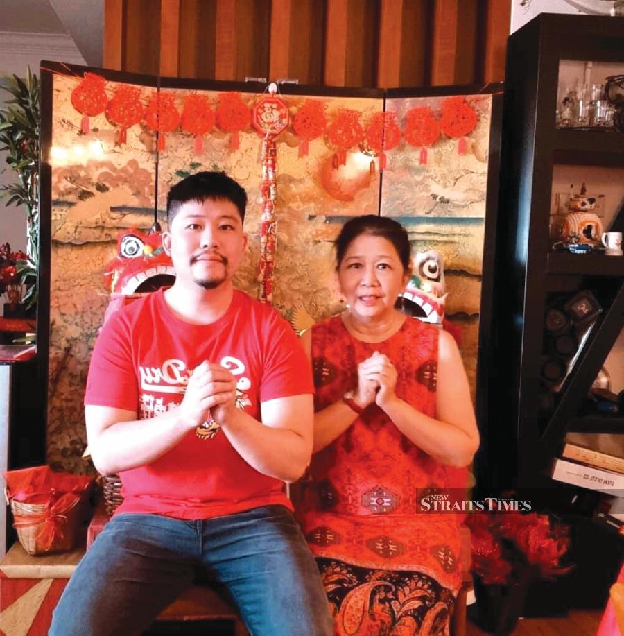 Joshua Zen celebrating Chinese New Year with his mother.