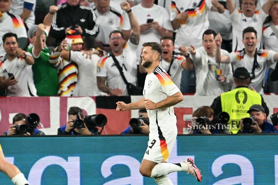 Germany’s Niclas Fuellkrug celebrates scoring during the Euro 2024 Group A match against Scotland at the Munich Football Arena in Munich on June 14, 2024. AFP PIC 