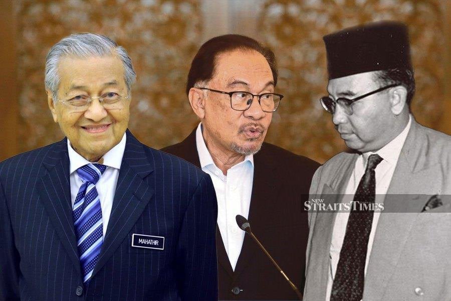 From left Tun Dr Mahathir Mohamad, Datuk Seri Anwar Ibrahim and Tun Abdul Razak Hussein. NSTP FILE PIC