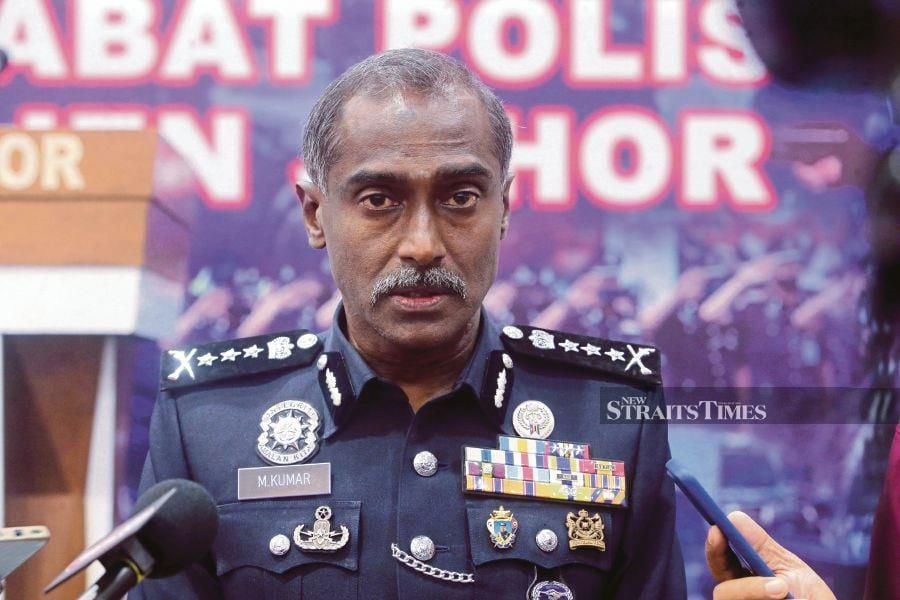 Johor Police Chief Commissioner M. Kumar said nine men aged between 24 and 48 were arrested after detectives from the state contingent and Bukit Aman conducted a series of raids on several undisclosed premises in the three states between May 23 and 25. Pic by NSTP/NUR AISYAH MAZALAN