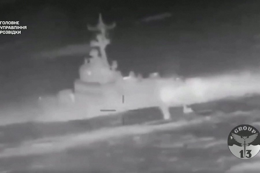 Ukraine's defence ministry and intelligence service published video on Thursday (Feb 1) said to show a maritime drone attack on a Russian warship near Crimea. PIC SCREEN CAPTURED FROM REUTERS VIDEO