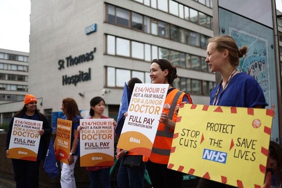 Junior doctors started a six-day walkout, in a major escalation of their long-running pay dispute with the British government. AFP PIC