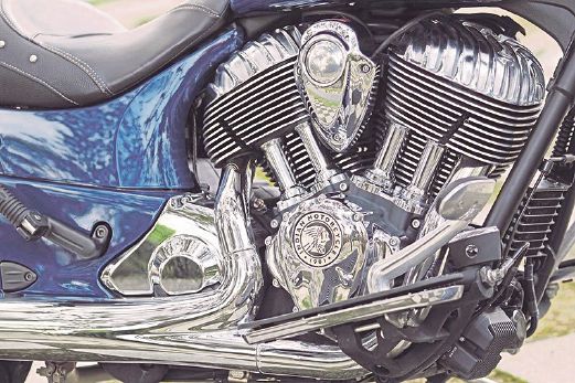  Indian is coy about releasing horsepower figures, but the triple-cam, 111 cubic inch (1,811 cc) V-twin ‘Thunder Stroke’ engine produces 162Nm of torque at only 3000rpm. 