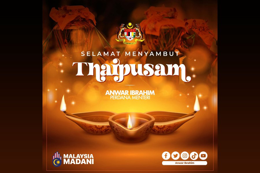 Prime Minister Datuk Seri Anwar Ibrahim today wished Hindus in Malaysia a Happy Thaipusam. -Pic credit to FB Anwar Ibrahim