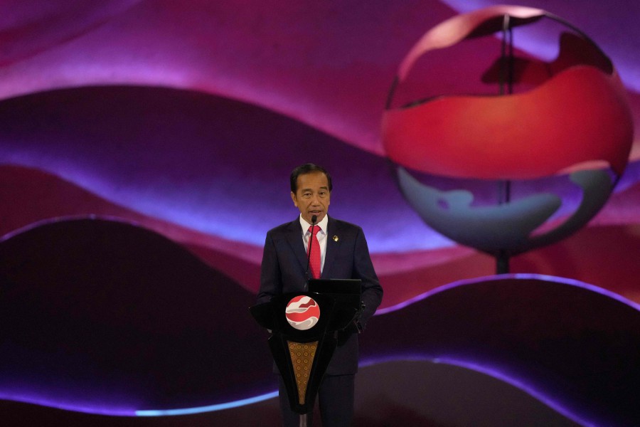 Indonesia's President Joko Widodo delivers his speech during the opening ceremony of the Asean Summit in Jakarta. -AFP/Dita Alangkara