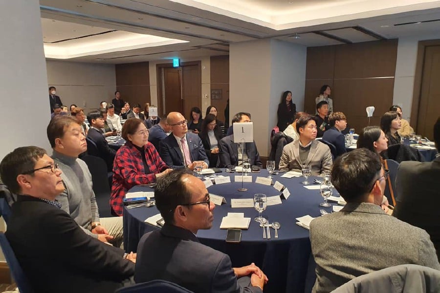Sabah Tourism, Culture and Environment minister Datuk Christina Liew (in red) during a networking session with Korean airlines here. PIC COURTESY OF DATUK CHRISTINA LIEW