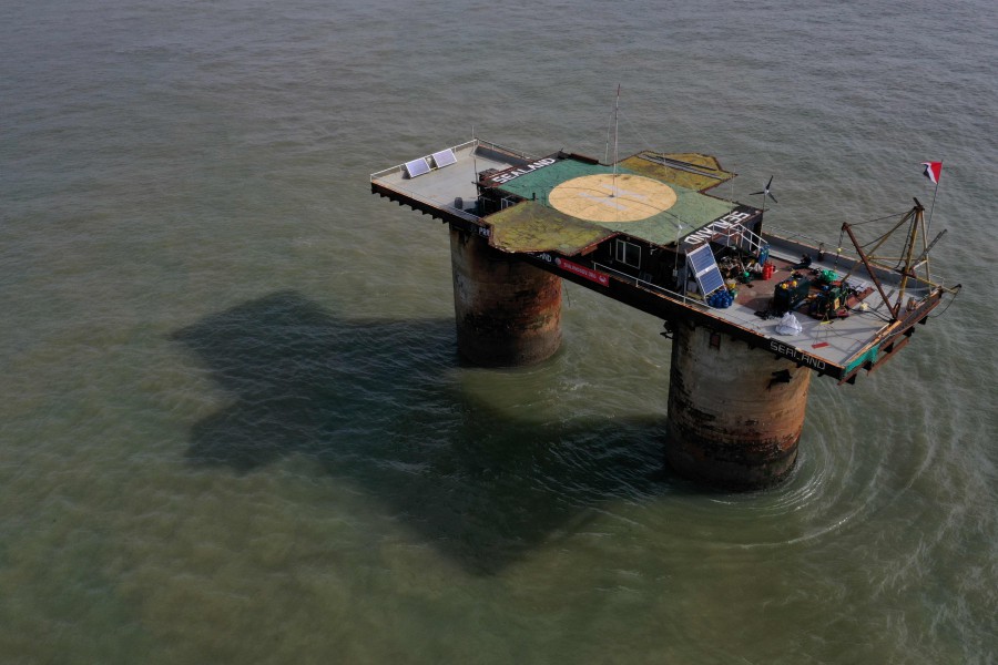An aerial image shows the Principality of Sealand, some seven miles (11 kilometres) off the coast of southeast England. -AFP PIC