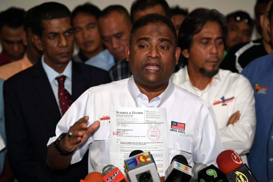  Umno Supreme Council member Datuk Seri Abdul Azeez Abdul Rahim said although Consortium Zenith has since withdrew the claims and apologised to him yesterday, he will be taking legal action to protect the institutions he represents. Bernama Photo 