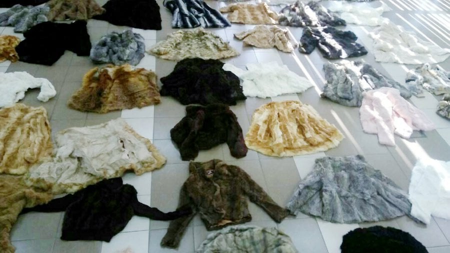 Some of the fur coats seized from the man at the Bukit Kayu Hitam Immigration, Customs, Quarantine and Security Complex. NSTP pic.