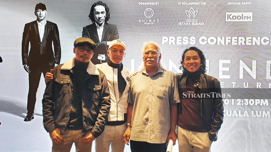 Taj, Pot and Sam of Innuendo with the co-lyricist of Selamanya, Cahaya Pena (second from right). - NSTP/FARAH HARITH