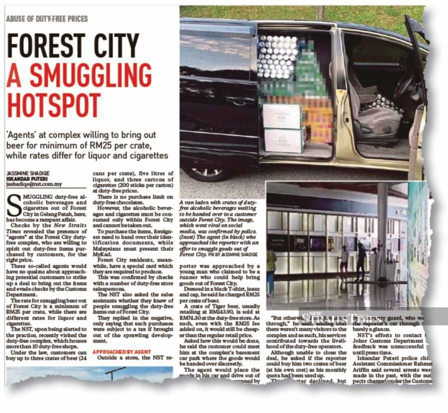 The exposé on smuggling in Forest City published by the ‘New Straits Times’ on Friday. 
