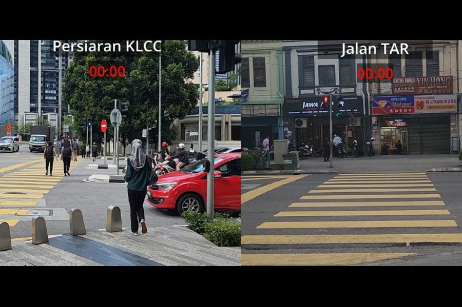 A video claiming of a never-ending and short-living pedestrian crossing signal lights in Kuala Lumpur has prompted netizens to question the city’s pedestrian safety and friendliness. PICS SCREEN CAPTURED FROM X VIDEO