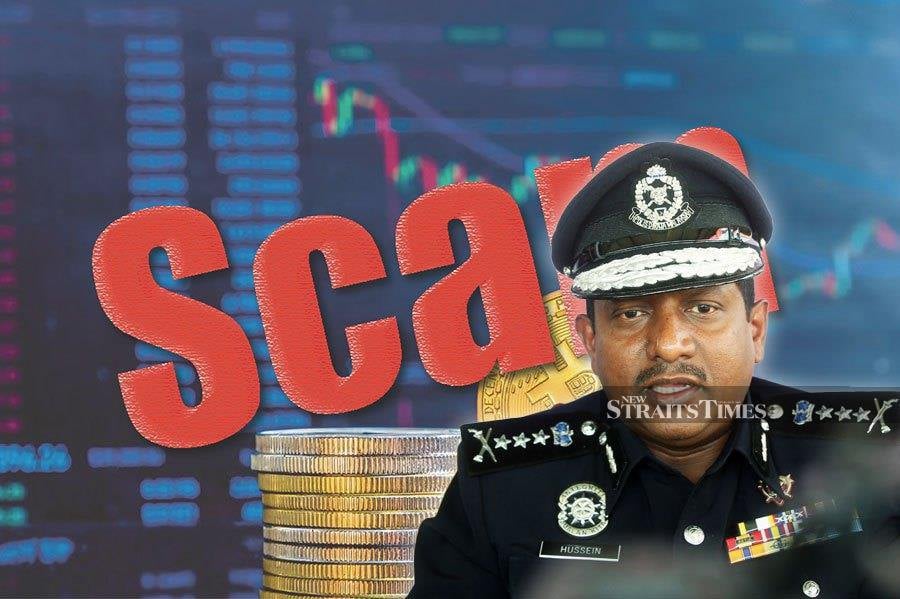 Selangor police chief Datuk Hussein Omar Khan said in the first case, a 61-year-old retired lecturer from a local university received a call from an individual posing as an officer from the National Scam Response Centre, accusing her of gambling and money laundering involvement. NSTP FILE PIC