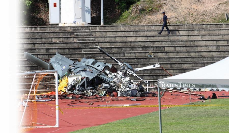 One of the helicopters which crashed at the Lumut naval base on April 23. NSTP file pic