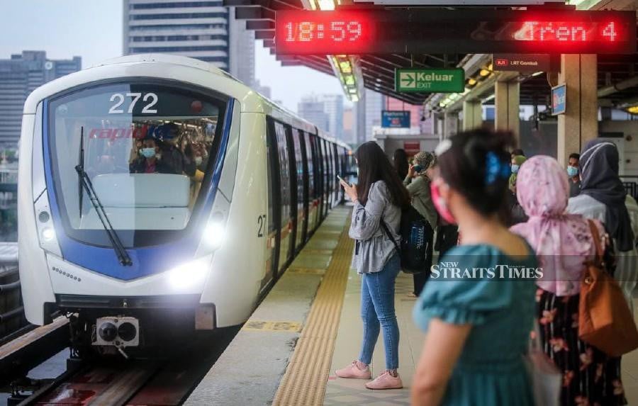 Rapid KL will be increasing the frequency of its train and bus services as Kuala Lumpur, Selangor and Putrajaya move into Phase Two of the National Recovery Plan (NRP) starting tomorrow. -NSTP file pic