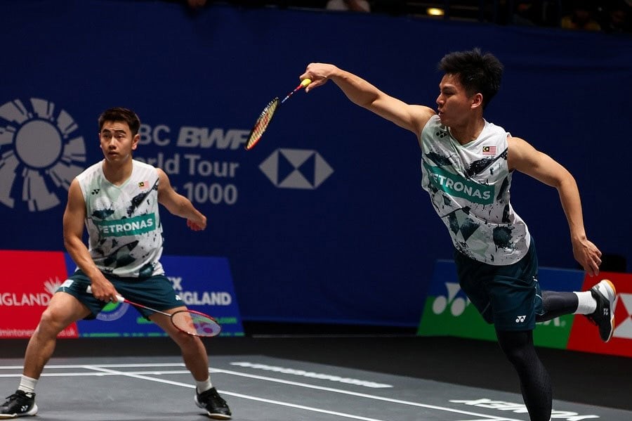 Men's doubles Goh Sze Fei-Nur Izzuddin Rumsani pulled off a stunner to reach the second round of the Asian Championships (BAC) on Wednesday. PIC COURTESY OF BAM