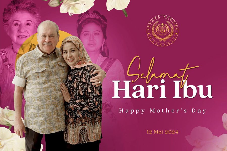 The King and Queen of Malaysia, His Majesty Sultan Ibrahim and Her Majesty Raja Zarith Sofiah have extended their greetings on Mother’s Day to all women, who bear the title of mother. PIC COURTESY OF ISTANA NEGARA