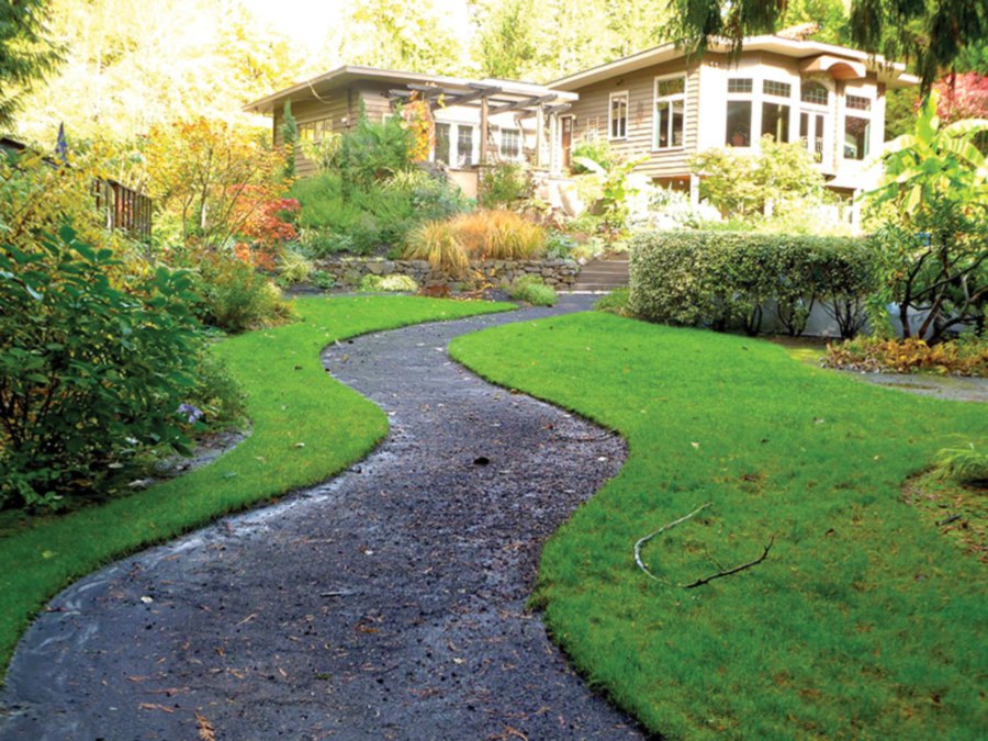 WINDING PATH - A D-I-Y winding path is not so difficult or costly. You need safety gear and the right tools to start with, then carve out a stone-paved path that winds past areas of interest in your yard. Remove grass and top soil, then distribute the desired stones or pebbles along the pathway. You can also use loose stone, pavers or flagstones and roughly lay them out, filling the gaps with sand.