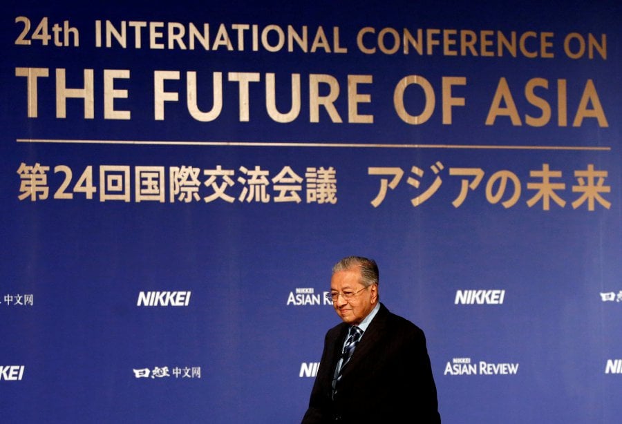 Prime Minister Tun Dr Mahathir Mohamad attends the International Conference on the Future of Asia in Tokyo, Japan June 11, 2018. Reuters Photo
