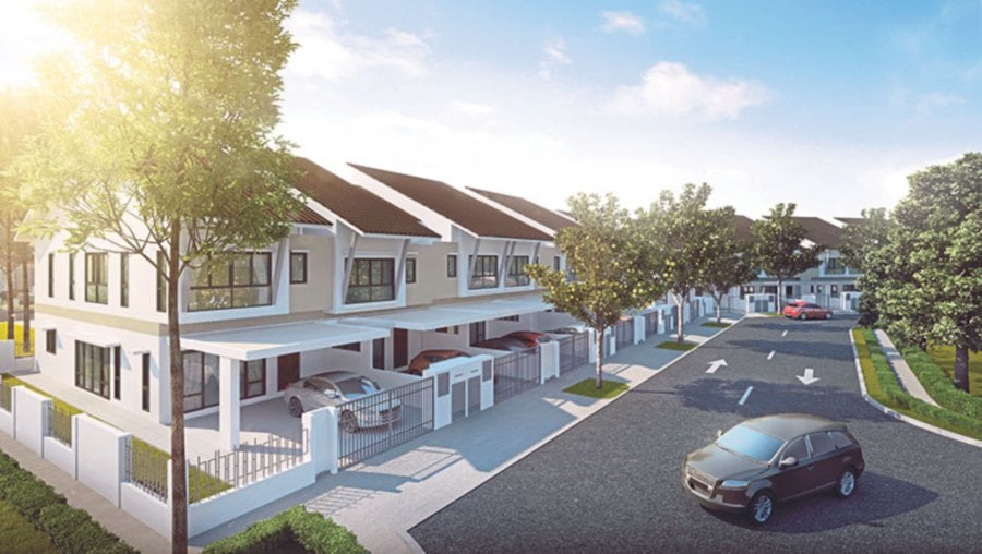 An artist’s impression of double-storey terraced houses in Dahlia.