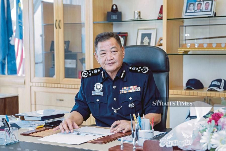 Inspector-General of Police Datuk Seri Abdul Hamid Bador at an interview at the federal police headquarters in Bukit Aman, Kuala Lumpur. - NSTP/Aizuddin Saad 
