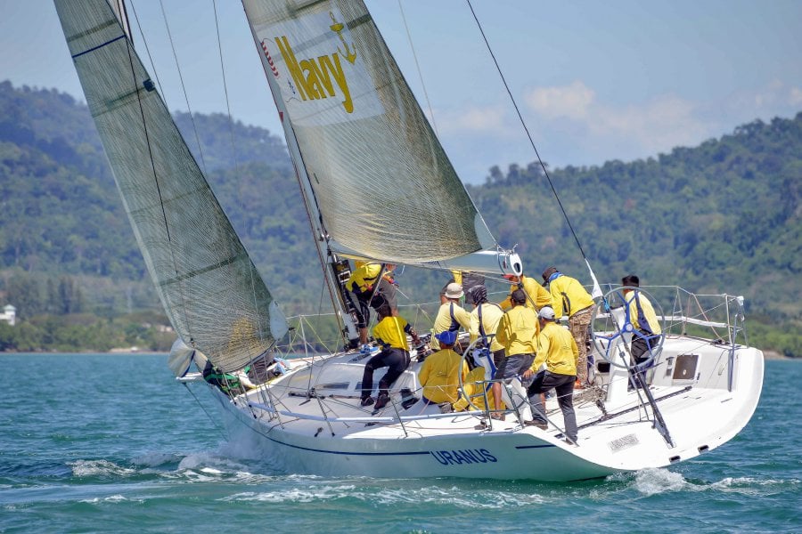 Armed Forces Team Uranus continued to close down the gap with leaders THA72 at the Royal Langkawi International Regatta (RLIR) today. (Bernama photo)