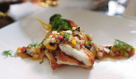 The Pan Fried Cod Fish Fillet with Mango Salsa. 