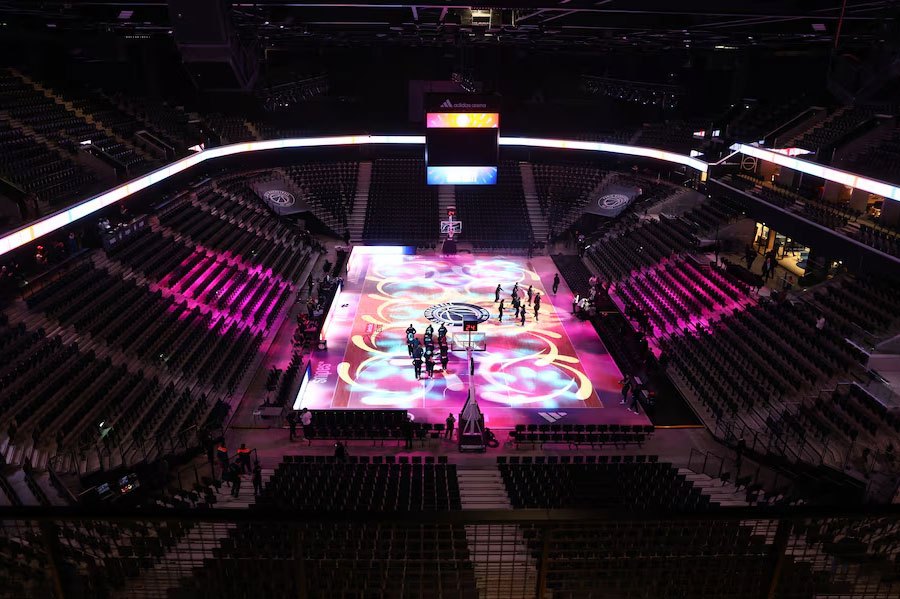 General view of the basketball court in the Adidas Arena during the Inauguration. REUTERS PIC