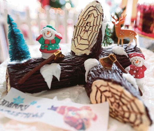 The Christmas log cake is a hit among patrons.