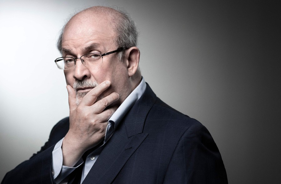 British novelist and essayist Salman Rushdie poses during a photo session in Paris. - AFP Pic