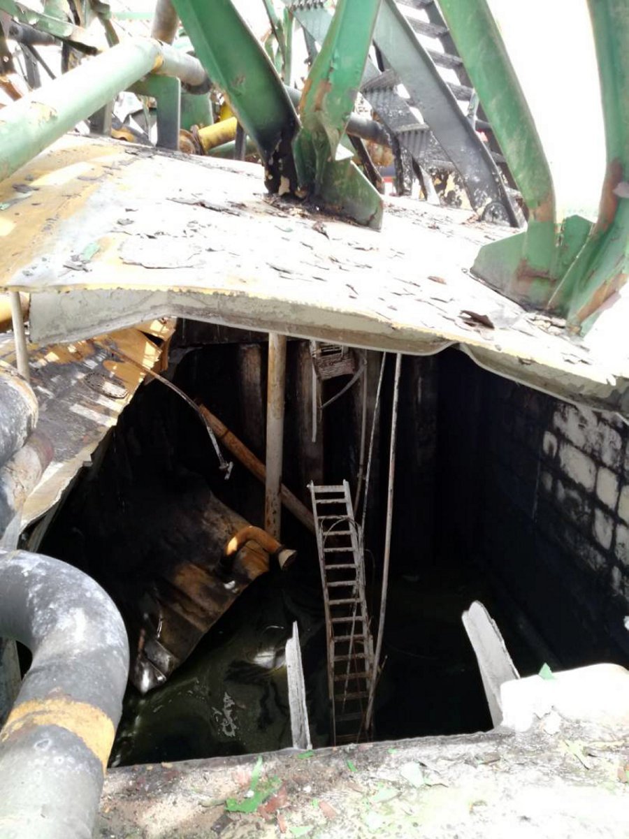The spot of the explosion onboard an the oil tanker. Pix courtesy of Fire and Rescue Department