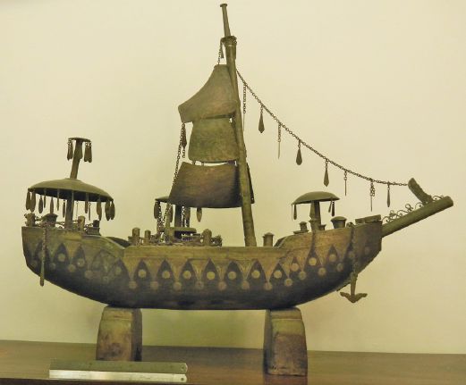 A model of a Malay sailing ship.