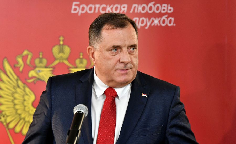 Chairman of Bosnia and Herzegovina's tripartite presidency, Milorad Dodik addresses journalists, after meeting with the Russian Foreign Minister in Sarajevo. -AFP file pic