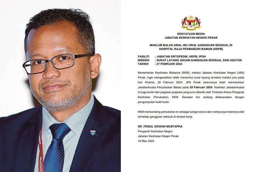State health director Dr Feisul Idzwan Mustapha said the Health Ministry, through the department, has received a poison pen letter through mail on Feb 28. 