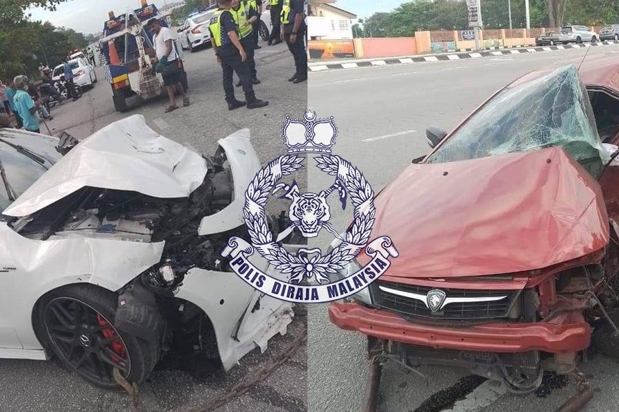 A father and his 11-month-old baby girl were killed in an accident involving three vehicles in Jalan Kuala Kangsar near Klebang Restu here today. COURTESY PIC