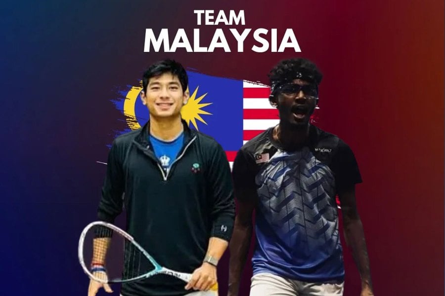 Up-and-coming Sanjay Jeeva and C. Ameeshenraj have earned spots in the Podium Programme following their decent performances at the World Team Squash Championships (WTSC) in Tauranga, New Zealand. PIC CREDIT TO SQUASH RACQUETS ASSOCIATION OF MALAYSIA 