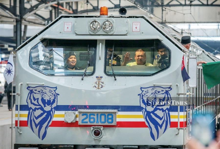 Sultan of Johor Sultan Ibrahim Sultan Iskandar driving the ‘Blue Tiger’ locomotive in 2017.