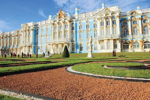 The view of Catherine Palace from Catherine Park.