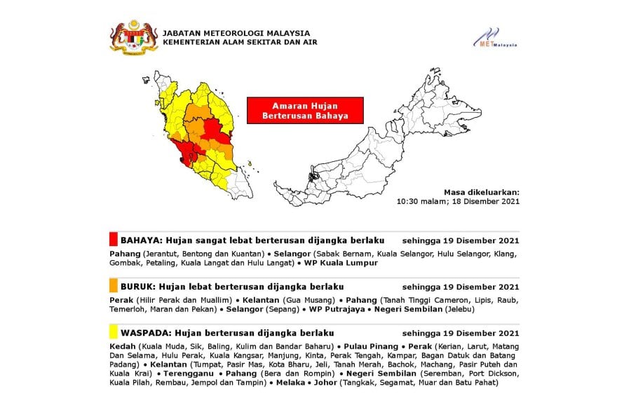 Selangor amaran banjir Amaran hujan