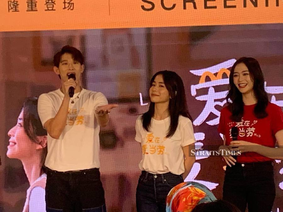 (From left) Kryston Onn, Emily Chan and Sandra Lim at the launch of Love At McD in Pantai Sentral Park, Kuala Lumpur. NSTP/DENNIS CHUA