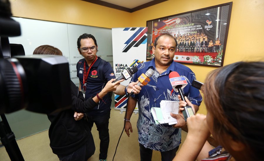 Taekwondo Malaysia technical director R.Dhanaraj speaks to reporters after attending the working committee meeting with the National Sports Council (NSC) in Bukit Jalil. Pic by MOHD KHAIRUL HELMY MOHD DIN