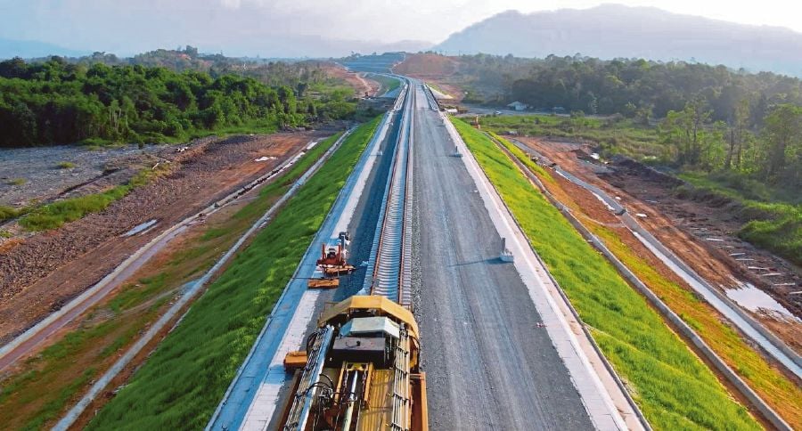 The ECRL track laying works in Dungun, Terengganu were completed last month. Pix courtesy of ECRL 