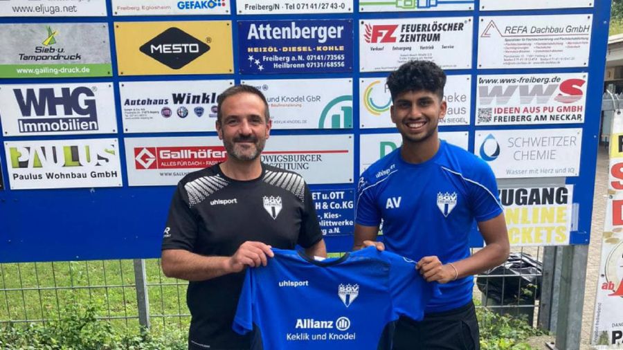 Annil Vigneswaran (right) is currently playing in Germany for SGV Freiberg’s Under-19 team.