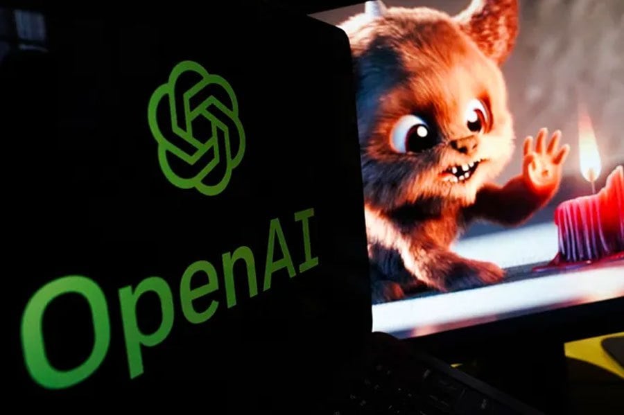 In this photo illustration, a video created by Open AI's newly released text-to-video “Sora” tool plays on a monitor. OpenAI, the creator of ChatGPT and image generator DALL-E, said it was testing “Sora” which would allow users to create realistic videos with a simple prompt. AFP PIC