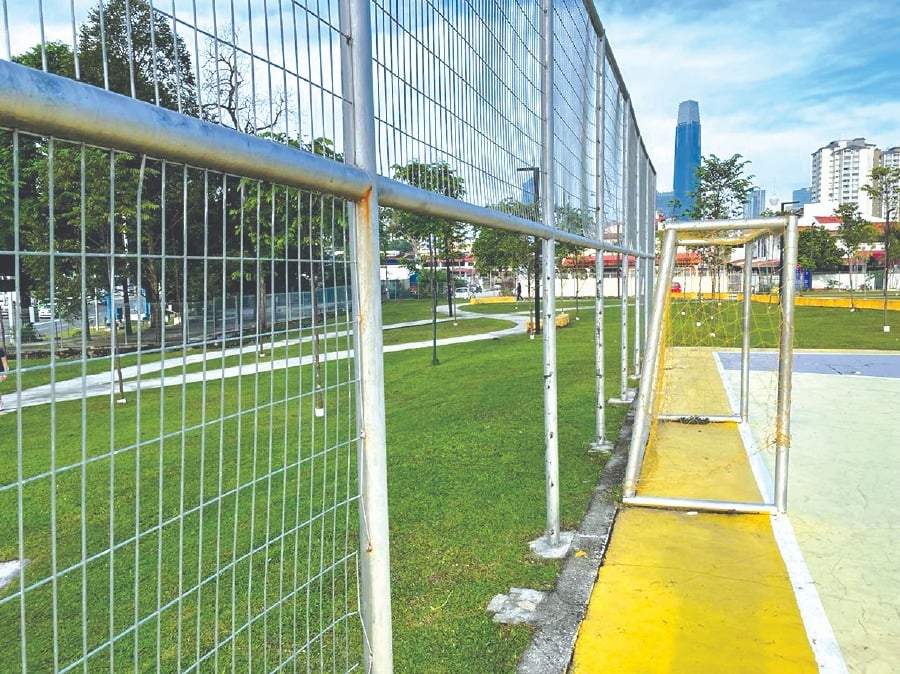 The fencing adjacent to the futsal court has been removed in an act of vandalism, presumably with the intention to sell as scrap metal. PIC COURTESY OF WRITER