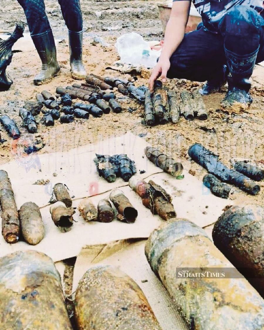 An array of old munitions believed to be from the wreck.