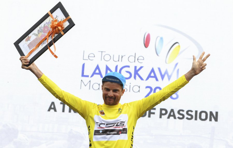 Terengganu Cycling Team's (TSG) Russian rider Artem Ovechkin turned overnight star today after conquering the queen stage of Le Tour de Langkawi (LTdL), riding solo across the finish line to bag victory in the stage from Bentong to Cameron Highlands. (Bernama Photo)