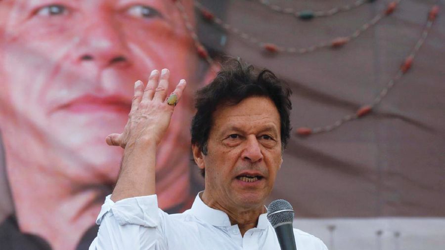 Former cricketer Imran Khan, chairman of the Pakistan Tehreek-e-Insaf (PTI), addressing his supporters during a campaign meeting ahead of the general election in Karachi, Pakistan. REUTERS PIC