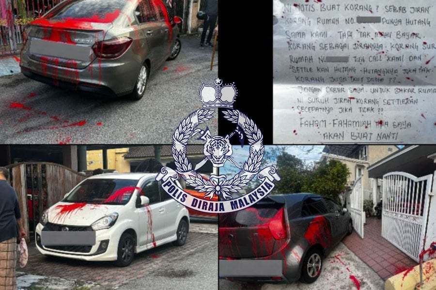 Police today confirmed receiving a report from a 31-year-old man who claimed his car was vandalised with red paint by a loan shark in Taman Selaseh, Phase 2, Batu Caves. FILE PIC